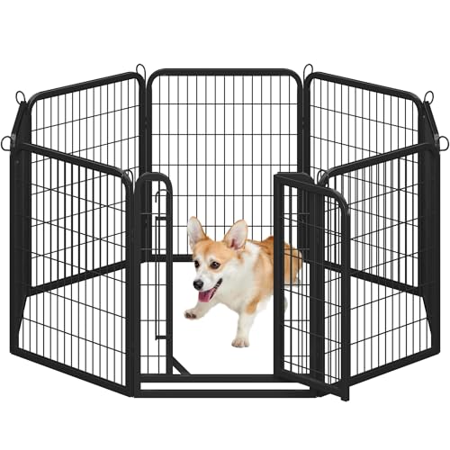 Yaheetech Welpenauslauf 80cm hoch, 8-teilig faltbares Freilaufgehege, Automatische Verriegelung, Welpenlaufstall für Hunde, Katze, Kaninchen, Aufbau werkzeugfrei
