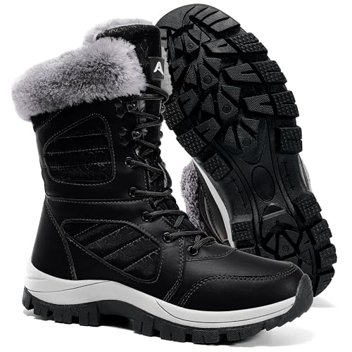 Zofre Women's Winter Snow Boots Comfortable Warm Fur Lined Outdoor Waterproof Non Slip Lightweight Mid Calf Booties for Walking