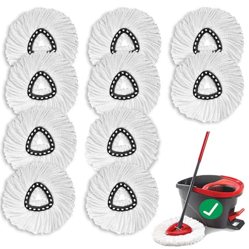 10 PCS Spin Mop Replacement Head 100% Microfiber Mop Heads Replacements Compatible with Cedar Easywring 1-Tank System 360 Degree Round Mop Refills for Easy House Cleaning Floor Mopping