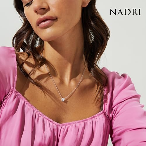 NADRI Hoop Necklace For Women - Exquisite 18k Gold Necklace and Rhodium Fine Jewelry For Women - Cubic Zirconia Necklace - Large Cushion CZ Pendant Necklace…2