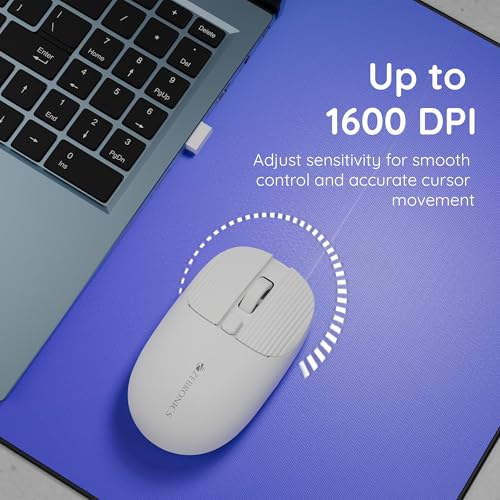 Image of Zebronics Freego Pro Wireless Mouse, 2.4GHz, Up to 1600 DPI, 3-Level DPI Switch, 4 Buttons, USB Nano Receiver, High Precision, Power Saving Mode, Ergonomic Design, Multi-Surface Support (White)