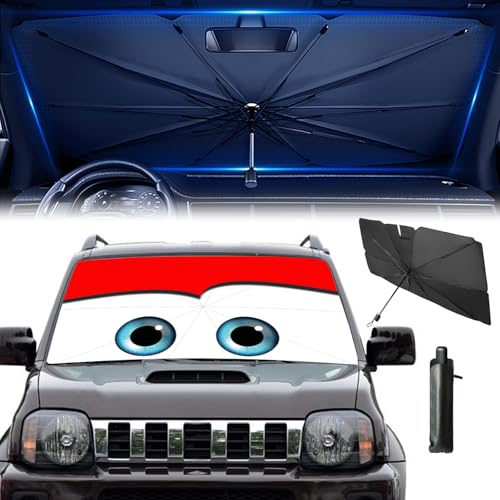 Image of Windshield Sun Shade Umbrella Car Sunshade Cover 31*57 inch Cartoon Eyes As Seen on TV UV Block Front Winshield Heat Insulation Protection (Red-Eyes)
