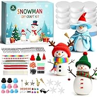 Dlishka DIY Snowman Craft Kit,Christmas Air Dry Clay Set for Kids,Creative Holiday Ornament Making Kit with Hats,Scarves & Accessories,Xmas Party Activities,Stocking Fillers & Fun Gifts.