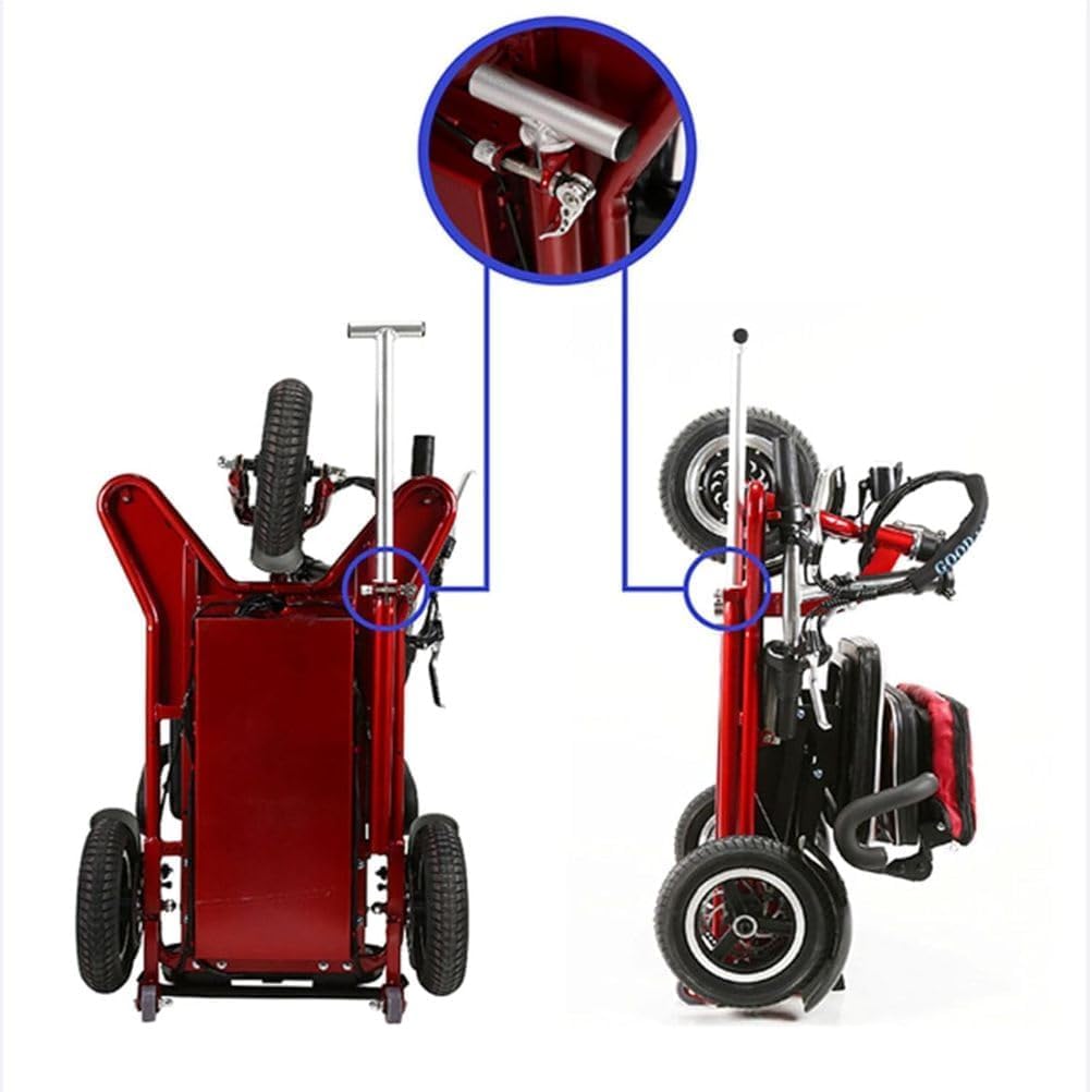 Monopattino a 3 Ruote per Anziani Disabili Sedile Comodo Design Leggero Compatto Autonomia Fino a 18 km