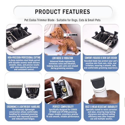 Image of Glucklich Codos Dogs & Cats Hair Trimmer Replacement Blade Head for CP-9600 / CP-9700, Black