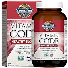Garden of Life Vitamin Code Healthy Blood - Iron Supplement for Women, 60 Vegan Capsules, with Vitamins B, C, Trace Minerals, Fruit Veggies, Probiotics - for Energy and Anemia Support