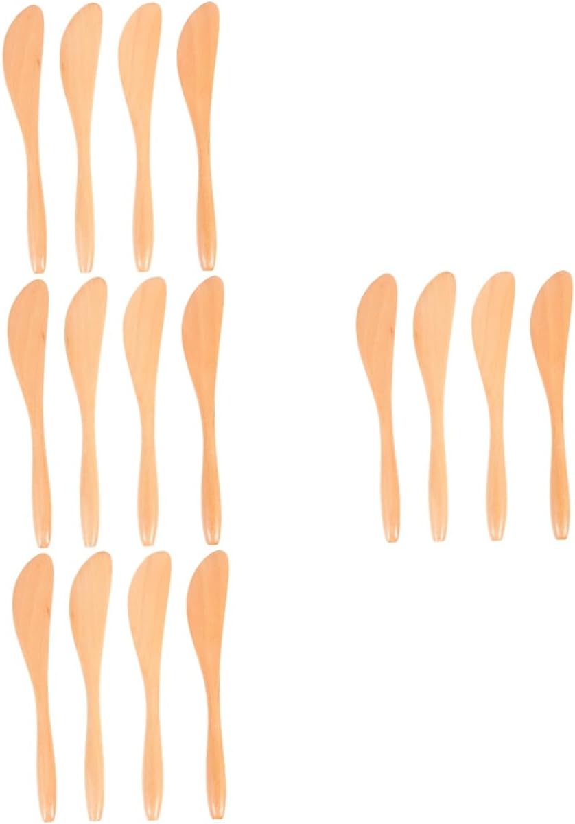 SOLUSTRE 16pcs Wooden Butter Spreader Portable Jam Spreaders for Cheese Comfortable to Hold Design for Home and Restaurant Use Practical Kitchen Utensils for Spreading Butter and Jams