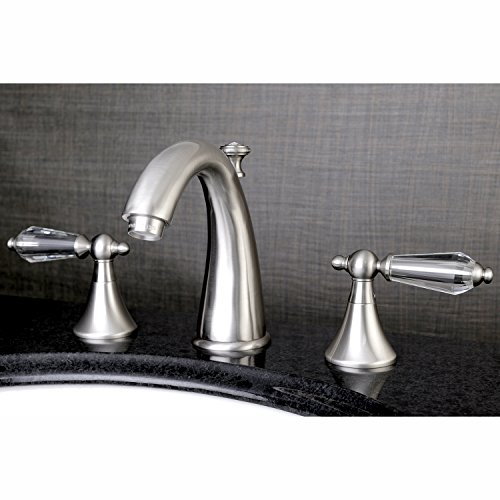 Kingston Brass KS2978WLL Widespread Lavatory Faucet With Crystal Lever Handle, 5-1/2" in Spout Reach, Brushed Nickel by Kingston Brass - Image 2