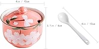 Vista 3 de FUYU Tarro de condimentos de cerámica con flores pintadas a mano con tapa y cuchara, recipiente para azúcar