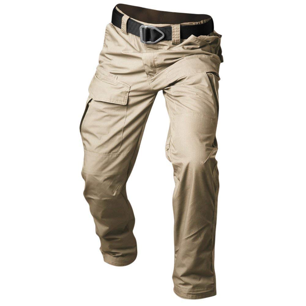 Huixin Męskie spodnie dresowe chłopięce spodnie zimowe softshell wiatroszczelne kemping sportowe spodnie przeciwdeszczowe rozciągliwe spodnie funkcyjne, Kaki, XXL