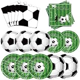 Soccer Party Supplies Kit for 50 Guests, Soccer Party Favors Set with Dinner Plates, Dessert Plates, Napkins, Perfect for Game Day, Soccer-Themed Birthday Parties, and Celebrations