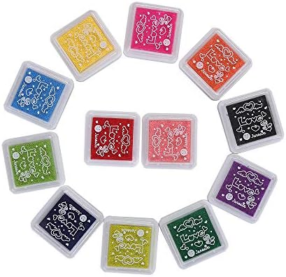YPSelected 3 x 3cm Mini Craft Ink Pad Inkpad for Paper Wood Fabric 15 Colors Available for Rubber Stamps (12 Colors Set)