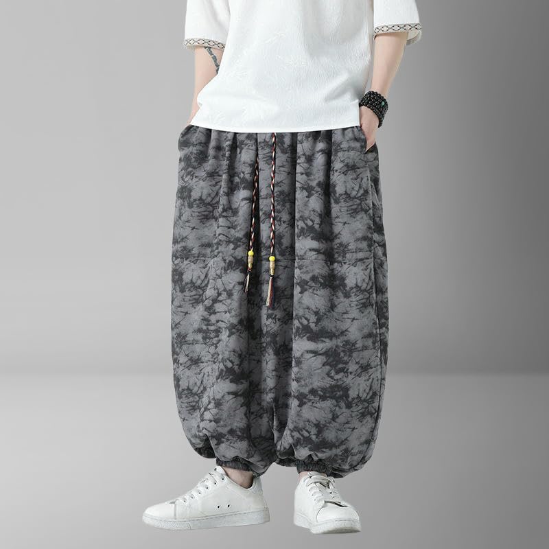 Men's Spring Summer New National Style Trend Retro Loose Harem Lantern Pants2