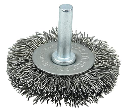 Image of Weiler 17958 2 inch Stem-Mounted Crimped Wire Radial Wheel.020 Steel Fill, 1 /4 inch Stem, Made in The USA (Pack of 10)