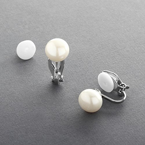 Mariell Ivory Freshwater Pearl Stud Clip On Earring For Women, 9Mm, Non-Pierced Earring Mother's Day Gift #TOP5