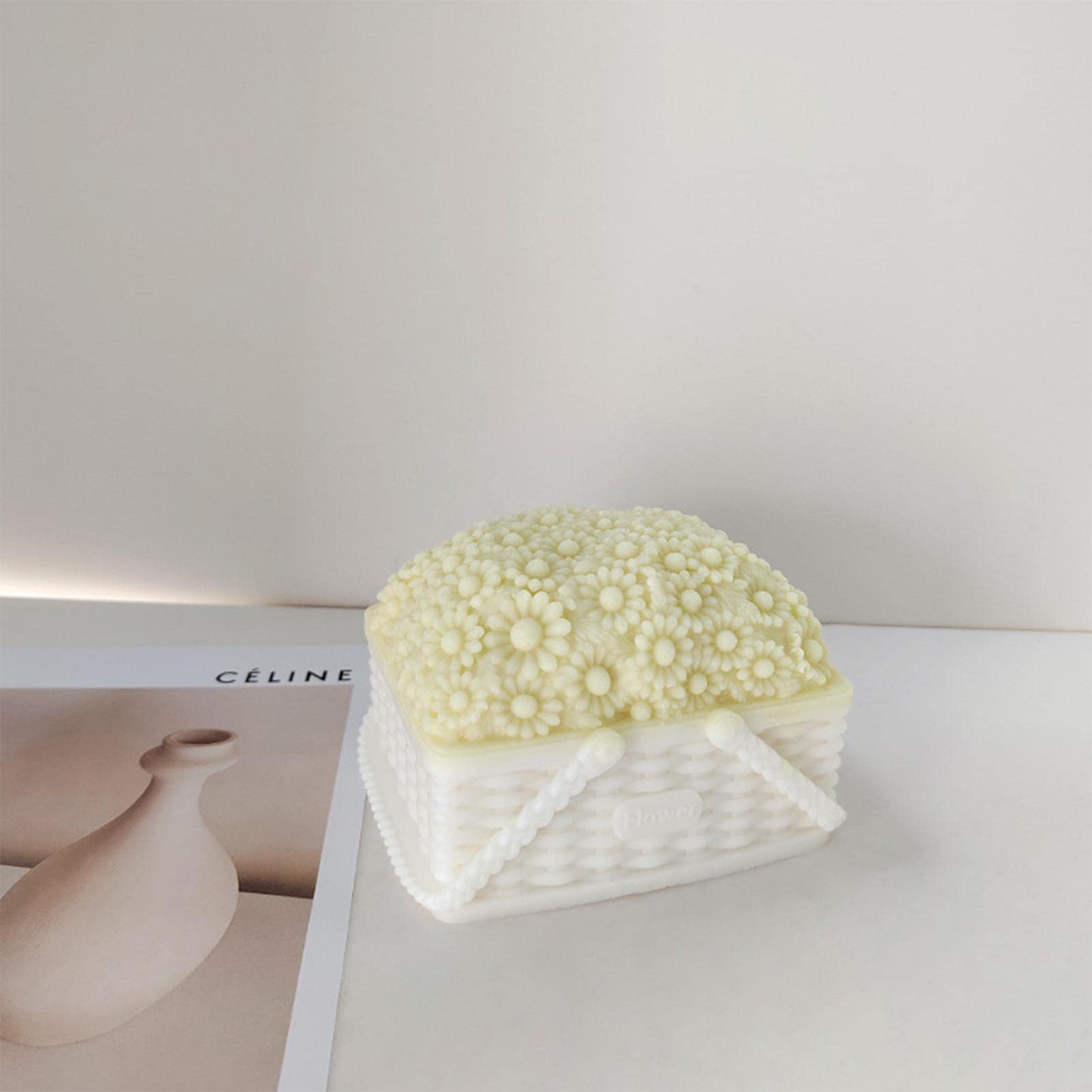 Molde de pastel de flores – Molde multifunción con forma de | cesta de flores – Moldes de arte y manualidades para el hogar para postres, de soja, chocolate, aromaterapia, yeso