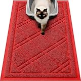 Smiry Cat Litter Box Mat 30x17, Non-Slip Water Resistant Litter Trapping Mat, Easy Clean Less Waste and Urine-Locking Cat Carpet for Indoor, Red