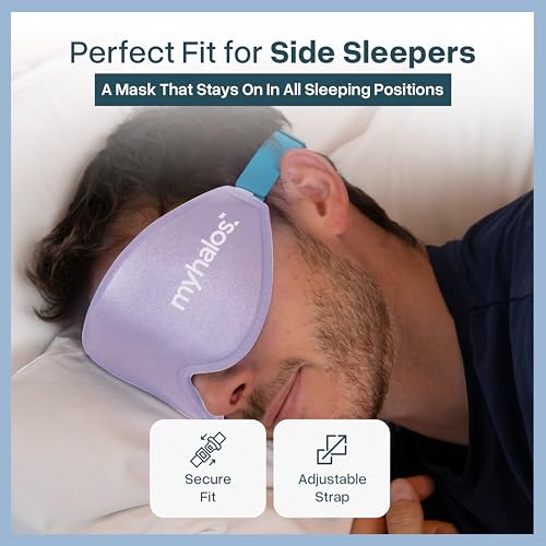 Image of MyHalos Sleep Mask - 3D Blackout Eye Mask for Women & Men, Side Sleepers, Zero Pressure Memory Foam Eyelash Friendly, Breathable,Award-Winning Sleep Aid for Travel (Lavender, 1 Count (Pack of 1))