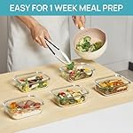 Vtopmart 5Pack 22oz Glass Storage Containers with Lids, Glass Meal Prep Food Container Sets with Snap Airtight Lids for Microwave, Oven, Freezer and Dishwasher, Grey - Image 3