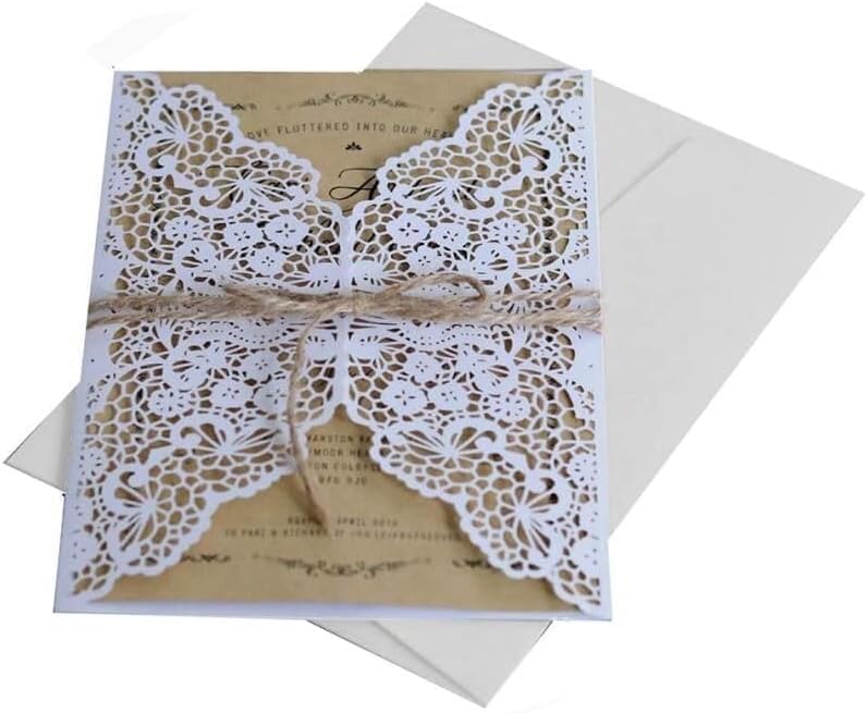Kit Invitation Mariage Laser Vintage | 50 Faire-Part Kraft Chic