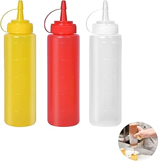 3 Pcs Bouteille à Condiments, Bouteille Condiment Plastique, Flacon Souple en Plastique, Bouteille à Sauce Plastique pour Sauces Ketchup Sauces BBQ Sirop Condiments Vinaigrettes(Multicolore)