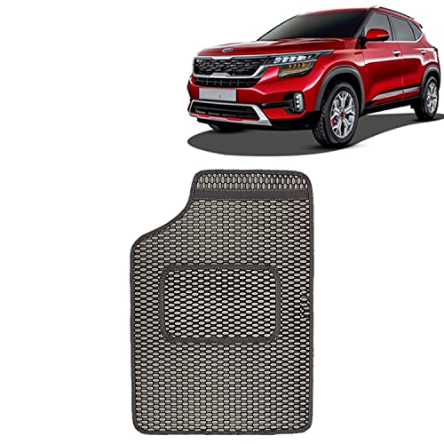 Image of Kingsway Dotted Design Car Floor Foot Mats Universal Fit for Kia Seltos, Model Year : 2019 Onwards, Water and Dustproof, Color Black, Set of 5 Pieces