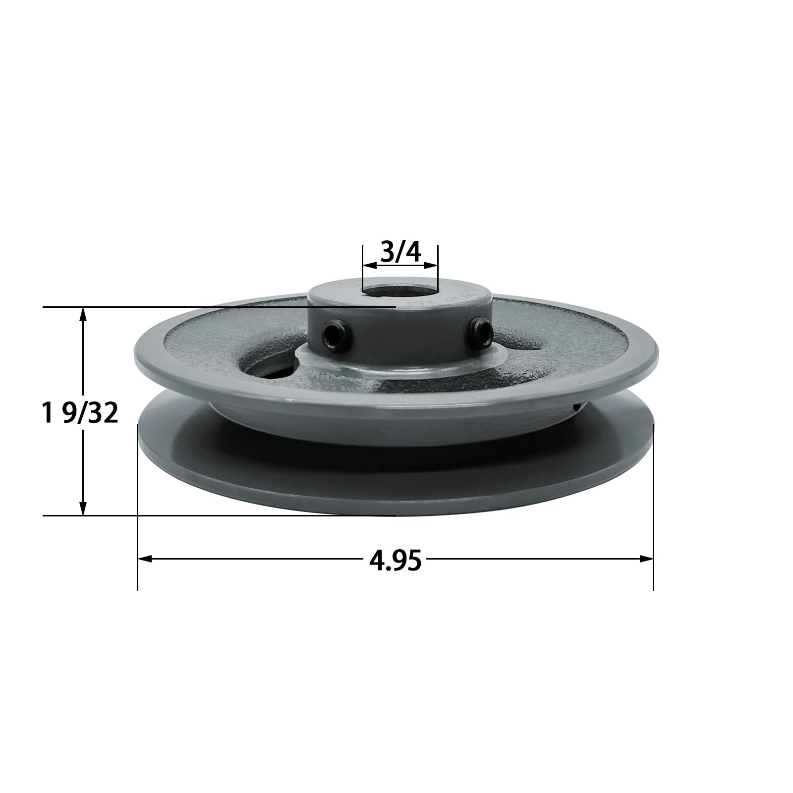 BK52-3/4, BK52X3/4 V Polea de correa, diámetro exterior de 12.6 cm, orificio de 3/4 pulgadas, material de hierro fundido, poleas de correa BK de una sola ranura para correas "4L" o "A" y correas