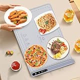 Electric Food Warming Mat Heating：Flameless Silicone Countertop Warmer Tray With 7 Temps 24x16 Inch - Portable Foldable Heat Pad Keep Food Warm For Dinner Serving And Buffet Party - (GRAY)