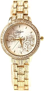 ساعة يد كلاسيك حريمي- انالوج - كوارتز- باند استانلس ستيل ذهبي - مينا فضي- ONL01