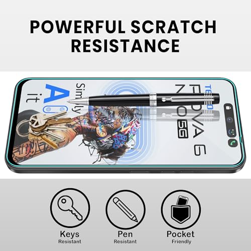 Image of FIRST MART Military-Grade Gorilla Tempered Glass for Tecno Pova 6 Neo with Edge to Edge Full Screen Coverage, Cable Protector and Easy Installation kit