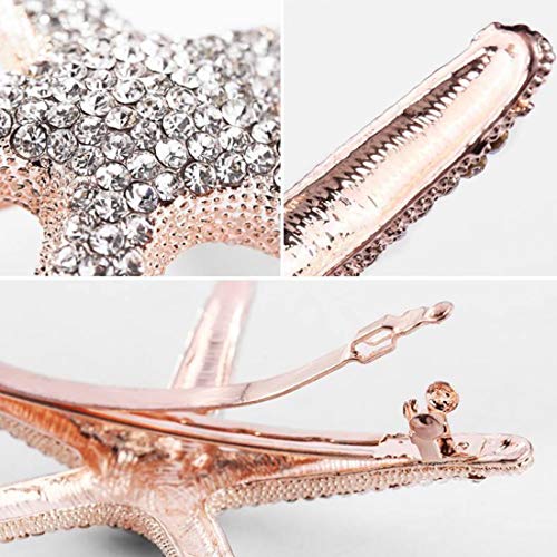 Crystal Rhinestone Starfish Hair Clip Handmade Hair Barrettes Sea Star Hair Clip Beach Hairpin Hair Accessories For Women (Clear Crystal) #TOP1