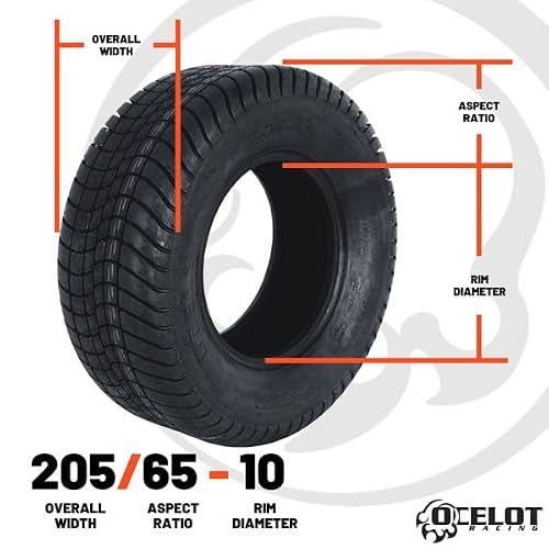 Ocelot P825 205/65-10 Golf Cart Tires 4-Ply Turf or Pavement Tire, Golf Cart Tires with All-Terrain Quality, Tubeless Non-Directional Tread Tires, Ideal for Club Car/Golf Carts with 10” Rims - Thumbnail 6