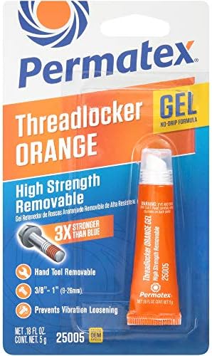 Permatex 25005 High Strength Removable Orange Gel ThreadLocker 5g