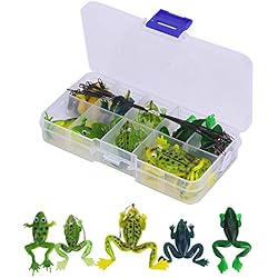 10 Piezas de Cebo de Pesca de Rana Suave, Anzuelo de Pesca de Rana Artificial se?uelo Conjunto de Gancho Accesorios de Pesca de Conector de Alambre Anti-mordida