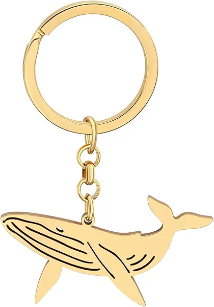 LONYOO Fun Whale Keychain Stainless Steel Car Key Handbag Keyring Ocean Animals Fish Gifts for Women Girls Kids Sea Charms