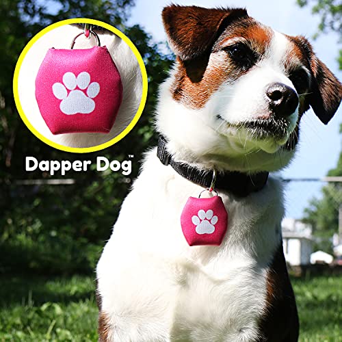 Image of Dapper Dog - Dog Tag Silencer with Tag Ring (Pink with Large White Paw Print) (Pink)