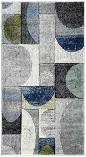 Tapis de chambre moderne bleu et gris 122x183 cm - 3