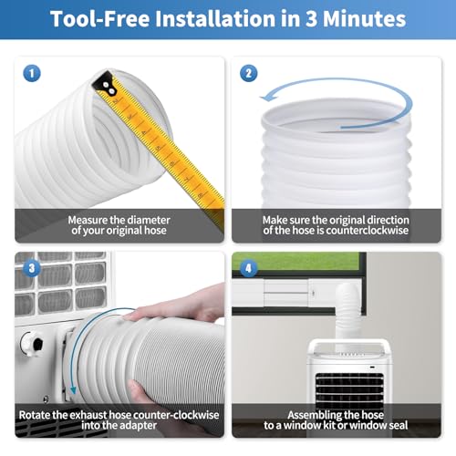 Image of Yipoch 5.9 Inch Portable Air Conditioner Hose Length up to 59 inch, Anti-Clockwise Thread Portable Ac Hose Compatible with Haier, LG, Delonghi and More