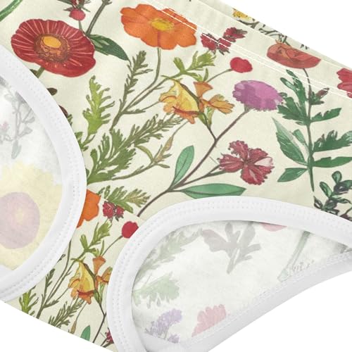 Toddler Girls Underwear 2t Cotton Panties Little Girl Fun Print Kids Briefs Undies Retro Wildflowers Botanical Yellow4