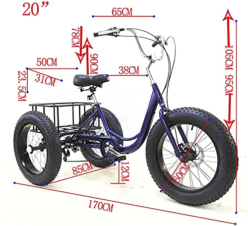 Bicicleta triciclo para adultos de 24", con canasto, 7 velocidades, ideal para compras y desplazamientos urbanos, color azul, capacidad de carga de 330 libras miniatura 2