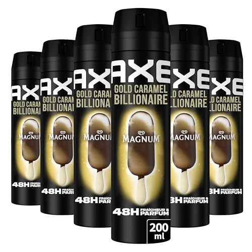 AXE - Déodorant Homme Spray - Magnum Gold Caramel Billionnaire - 48h non-stop frais - Parfum de caramel gourmand - lot 6x200ml