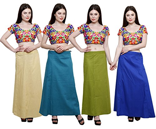 Image of Pistaa's combo of Women's Cotton Best Plain Solid Indian Readymade Inskirt Saree petticoats