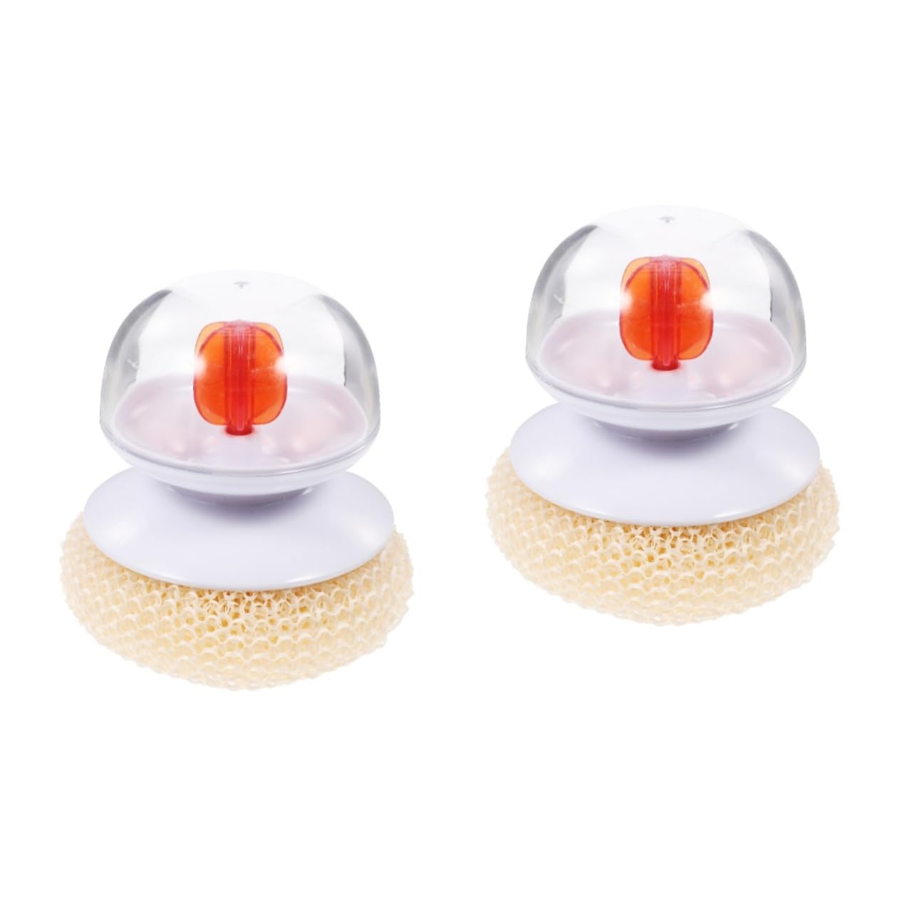 FRCOLOR 2pcs Steel Ball Brush Plastic Cutlery Dish Sink Cleaning Brush Scrubbers Ball Plastic Cleaning Brush Pan Cleaning Brush Wire Ball with Handle Household White Sponge Stainless Steel