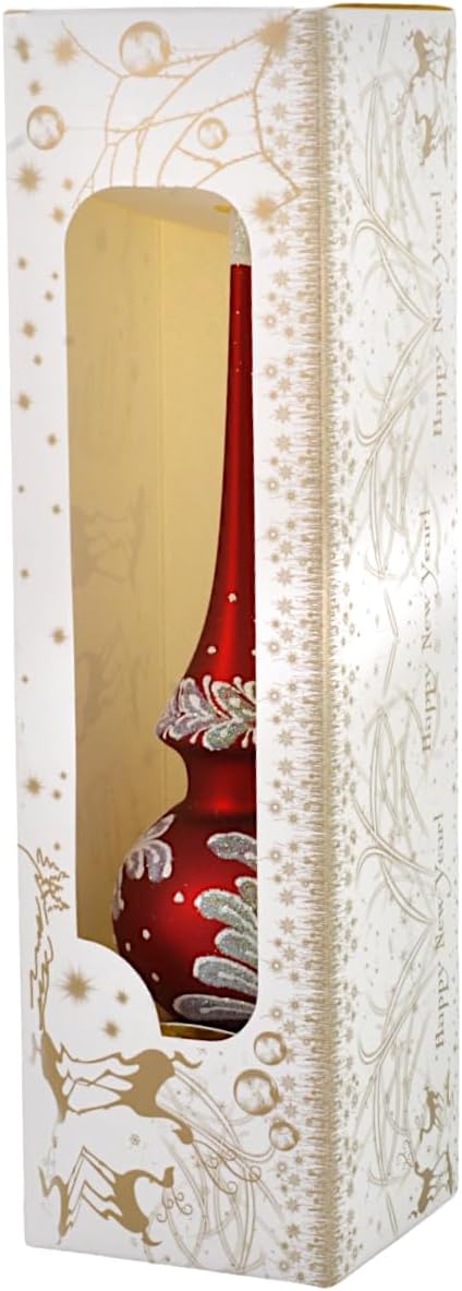 Christmas Night Glass Christmas Tree Topper Red