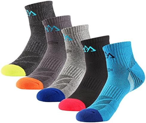 Will Well 5-Pack Men's Hiking Athletic Socks Wicking Cushioned Quarter Sports Socks