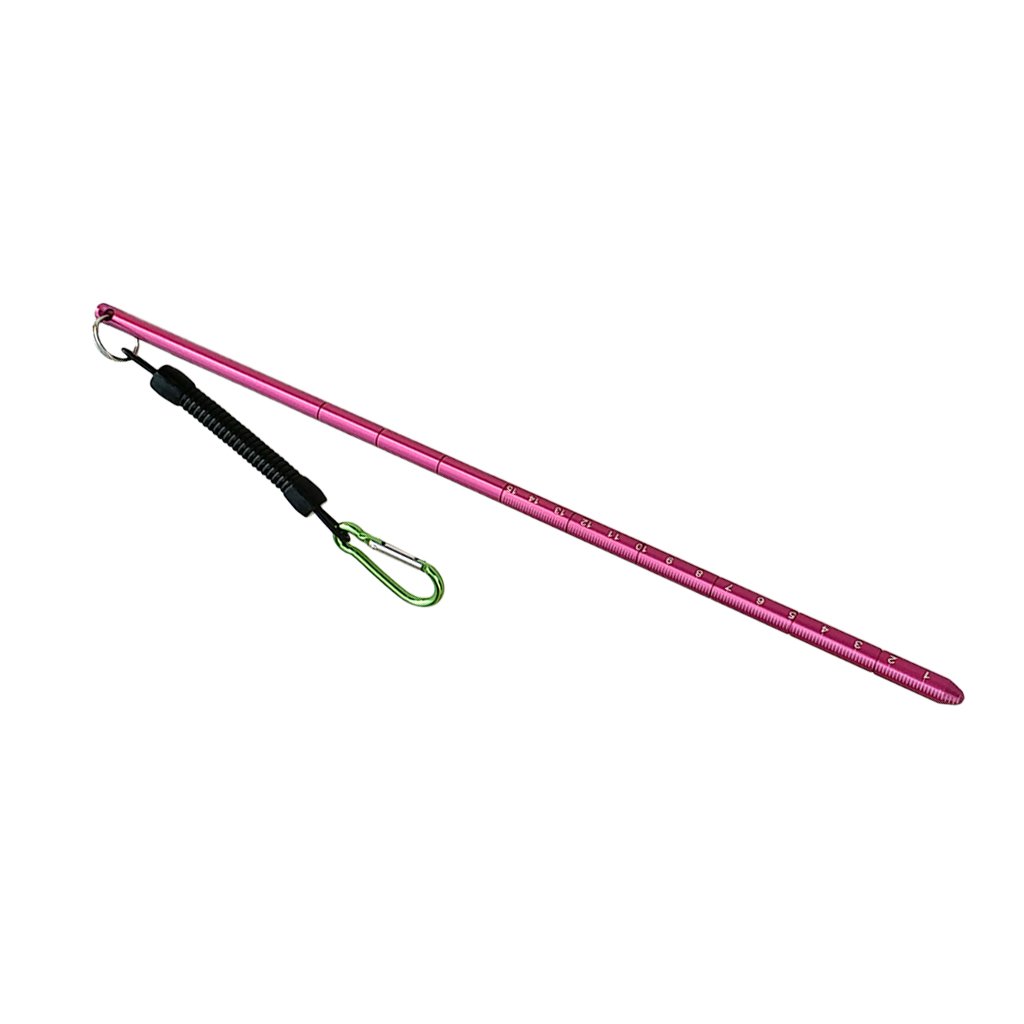 D DOLITY Aluminium Riffstab Taucher Zeigestab mit 34 cm Spiralverlängerung bis 65cm Karabinerhaken für Tauchen Schnorcheln Unterwasser Sport - Rose Rot