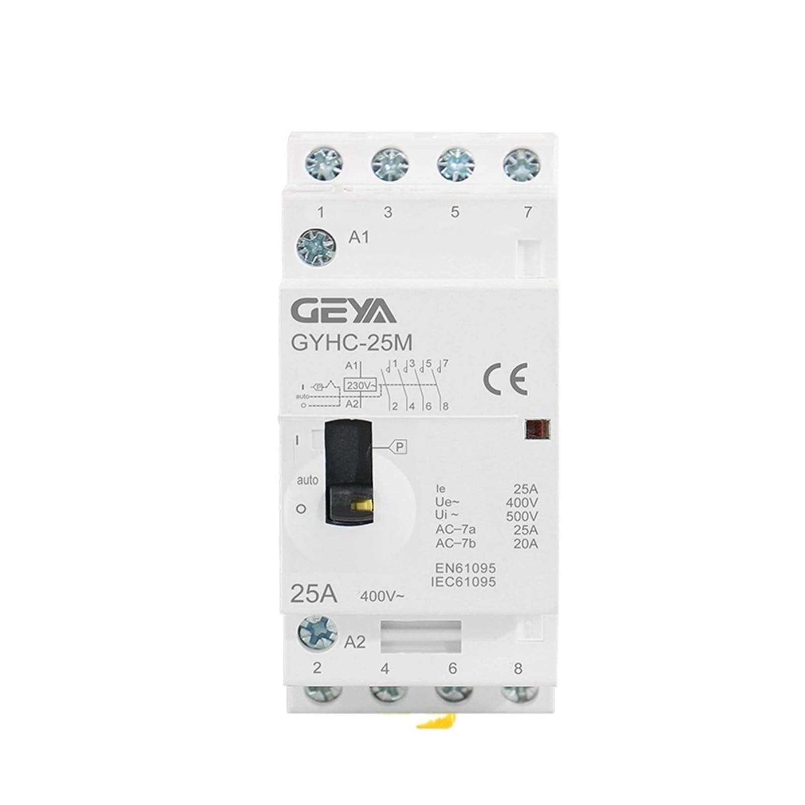 Contactor manual GYHC 4P 25A 4NO 2NO2NC 220V/230V contactor modular de CA for el hogar 50/60HZ (Color : 4P 25A 4NO 220V)
