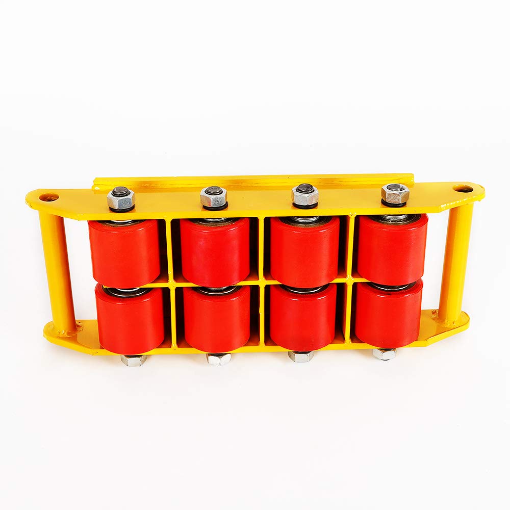 12T Rotelle per trasporto skate industriale con 8 ruote direzionali in poliuretano, rotazione a 360 gradi di macchine pesanti ed elettrodomestici (4 pezzi, giallo)