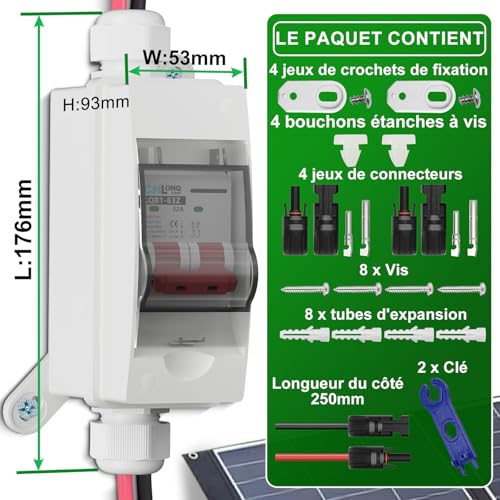 Disjoncteur PV 32A DC500V solaire boîtier étanche premium IP65 - 6