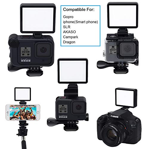 Suptig LED Video Dimmbares weißes natürliches, warmes Kompatibel für Gopro 13, 12,11,10,9,8,7,6,5,4,3,3+, Session,DJI OSMO, AKASO Action Kameras
